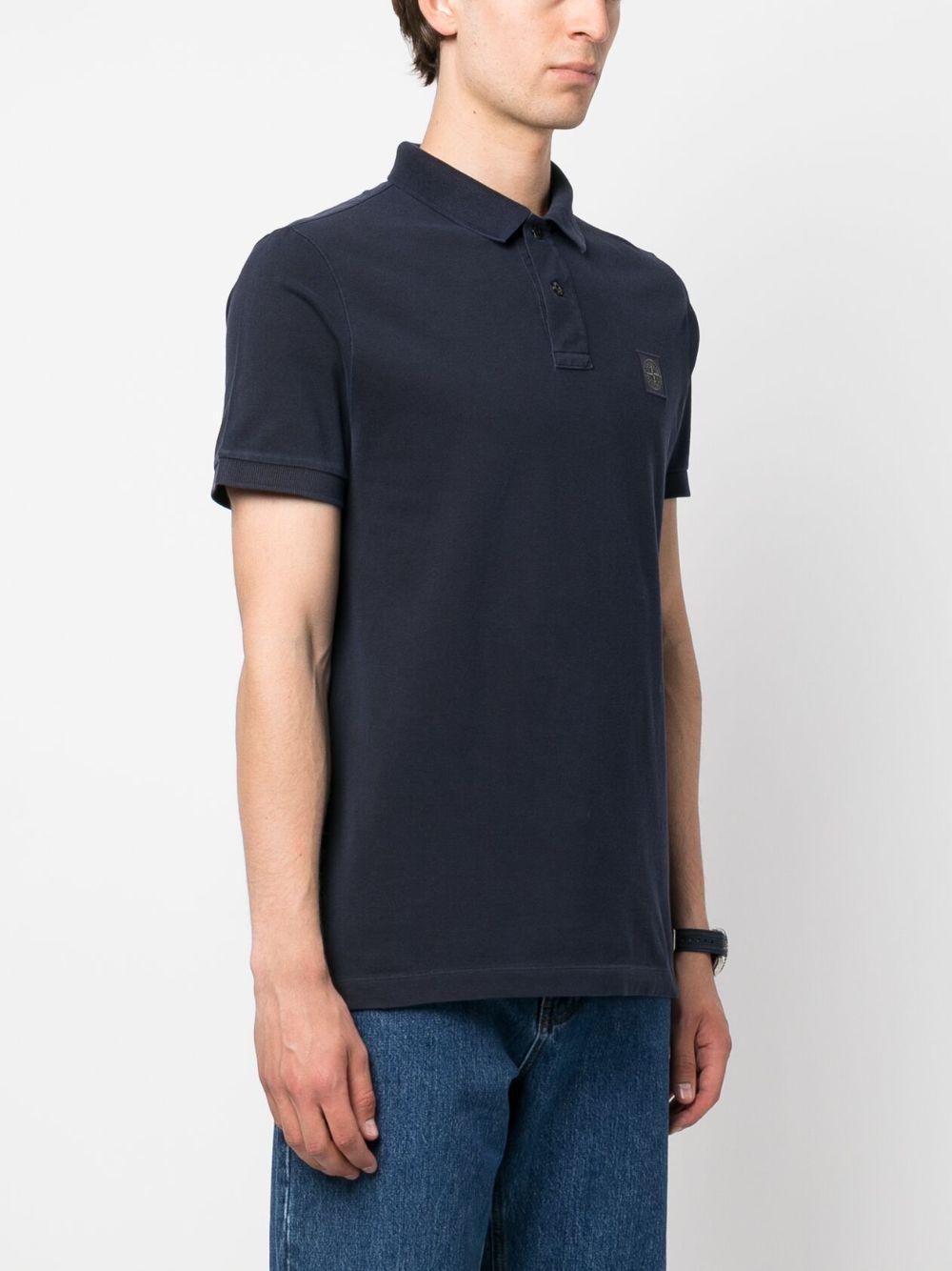 STONE ISLAND Polo in cotone blu con logo 