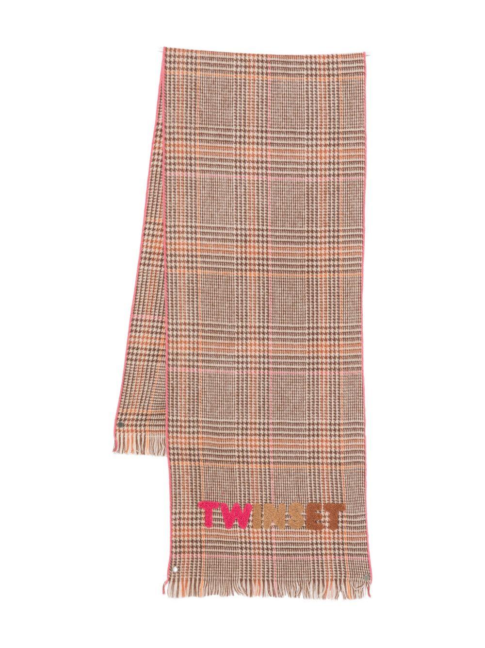 TWINSET Sciarpa a quadri con logo 