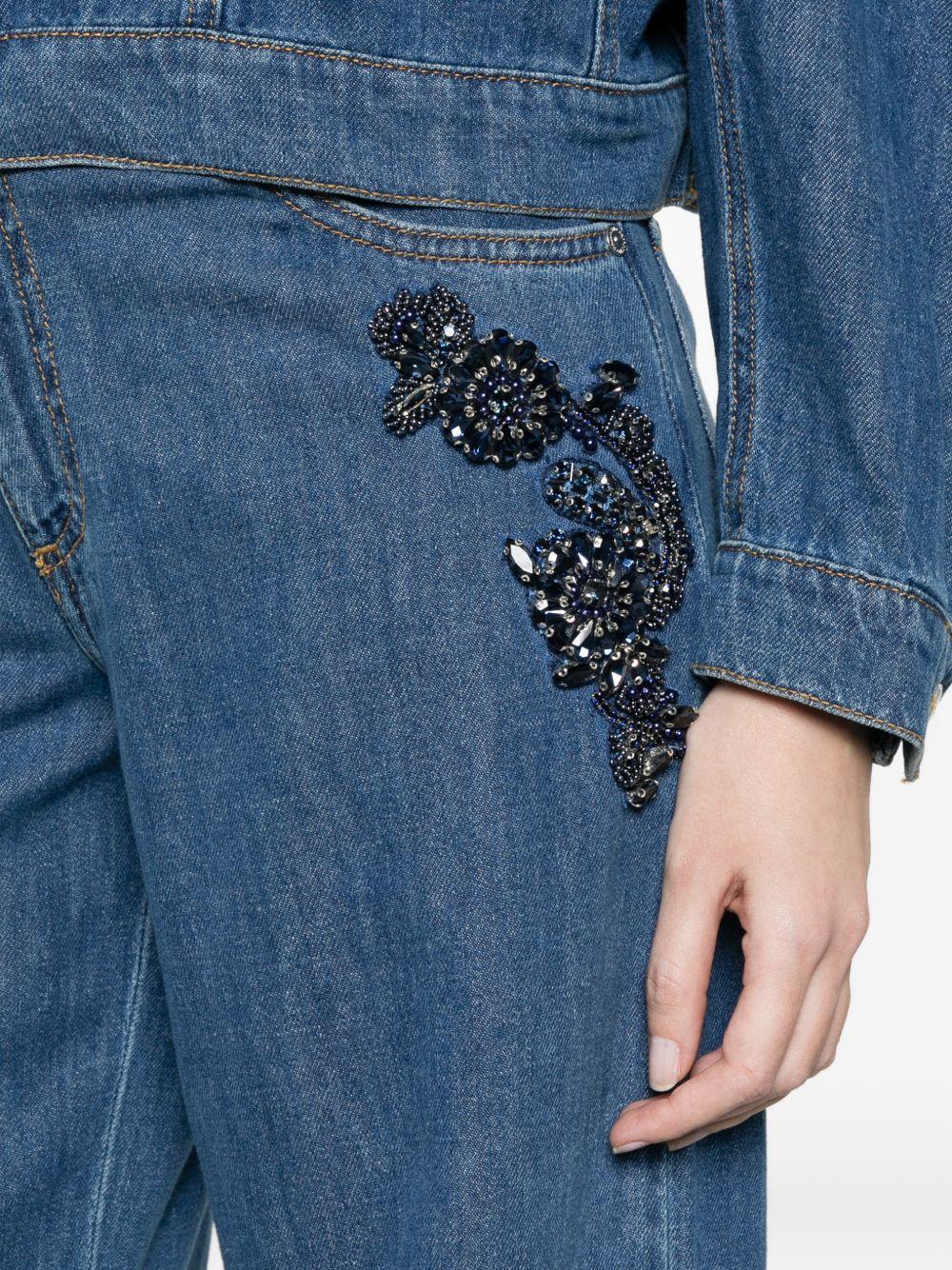 ERMANNO FIRENZE Jeans ampi con ricamo florale e strass 
