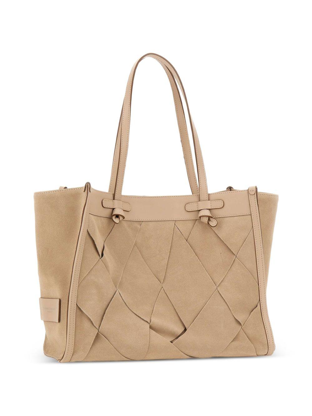 GIANNI CHIARINI Borsa shopping Marcella in pelle beige intrecciata 