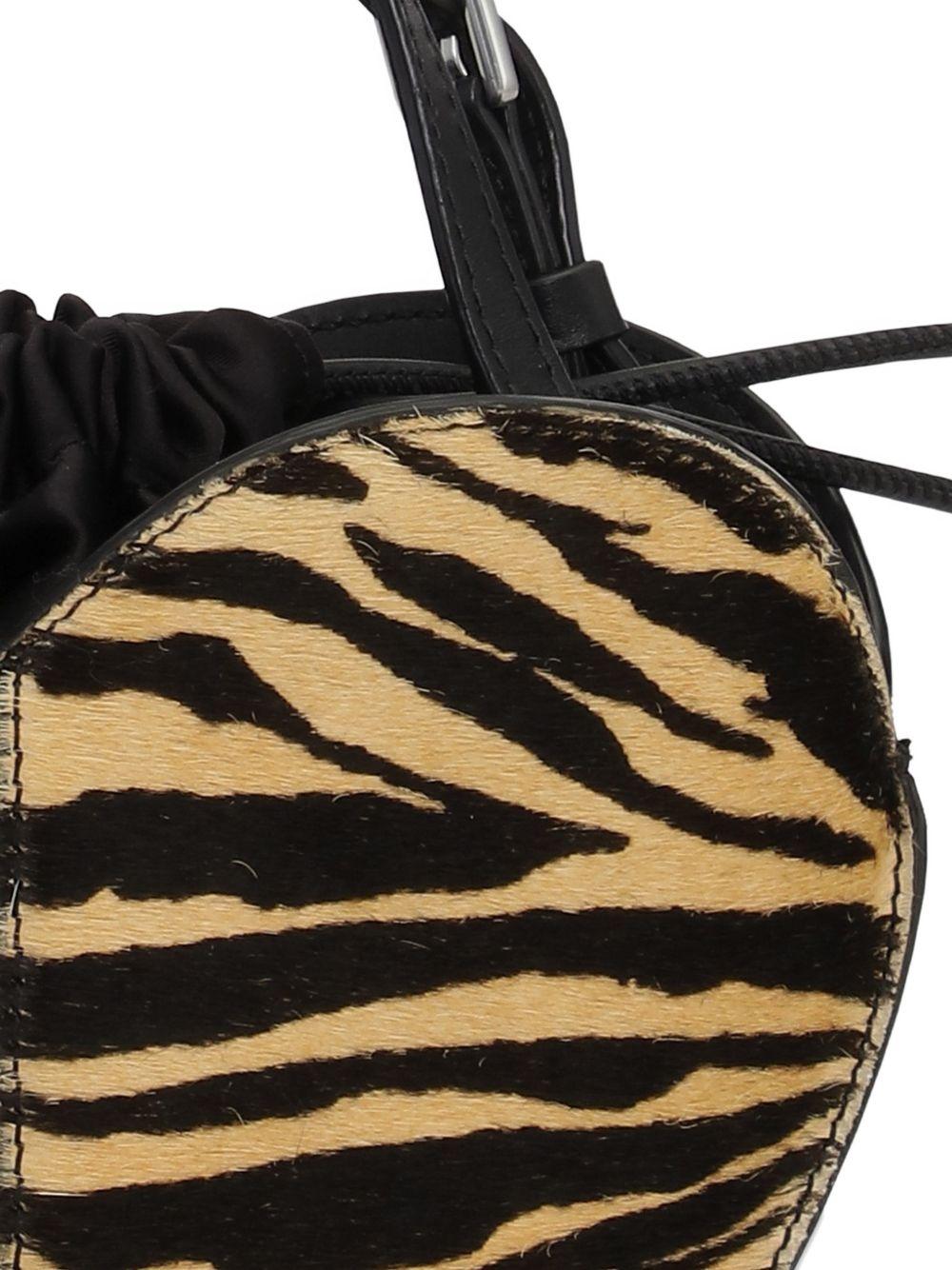 ROTATE Borsa Heart Bag nera in cavallino con stampa zebrata 