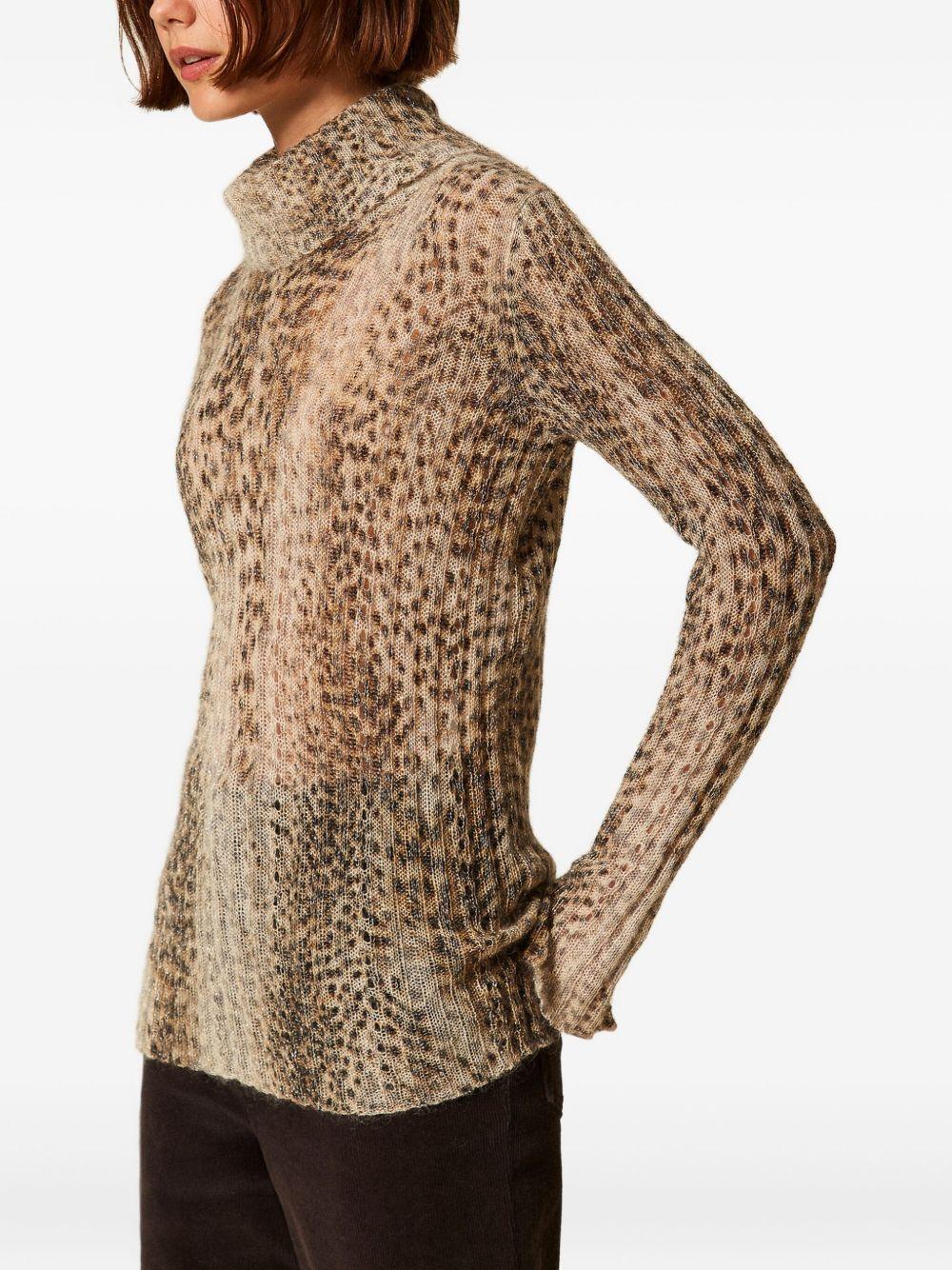 TWINSET Maglia a collo alto con stampa animalier 