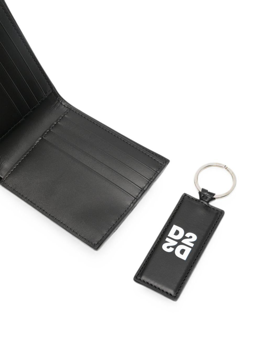 DSQUARED2 Set regalo con portafoglio e portachiavi in pelle nera 