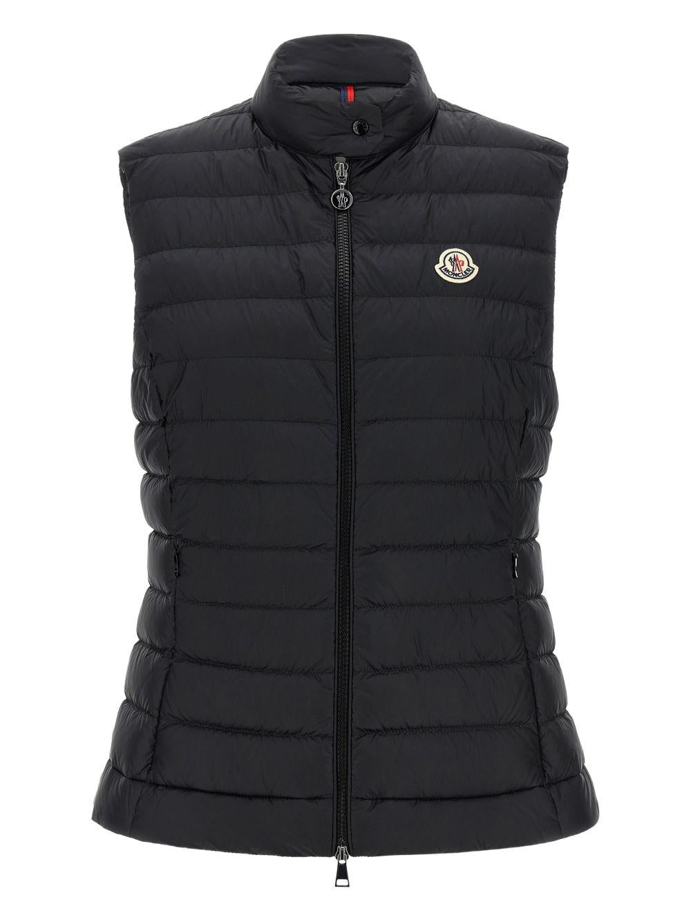 MONCLER Gilet trapuntato nero con zip 