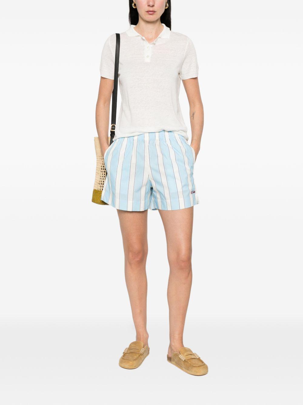 MC2 SAINT BARTH Shorts da mare a righe Meave con logo ricamato 