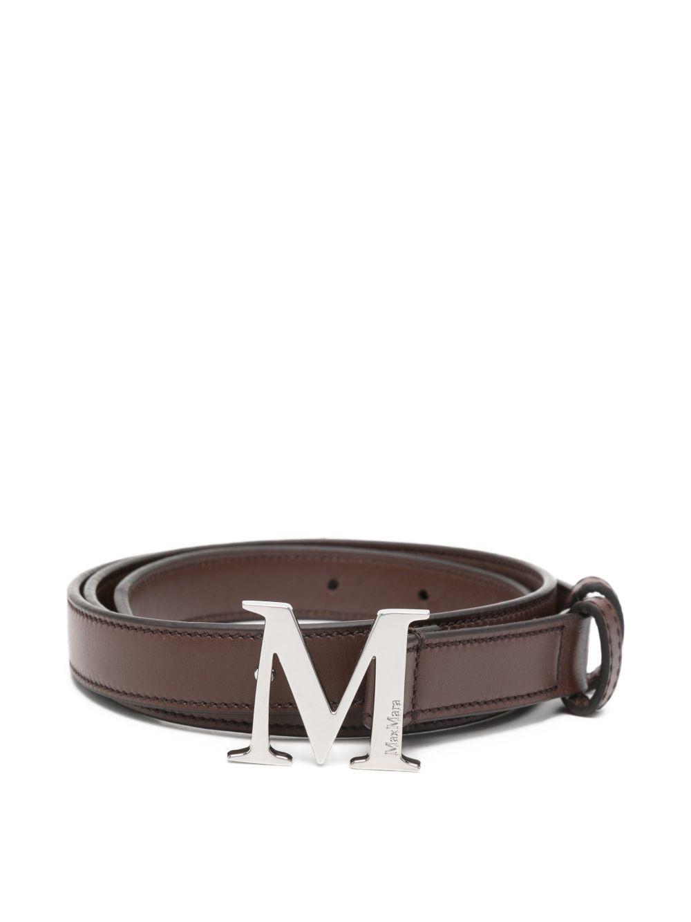 MAX MARA Cintura Classic in pelle marrone 