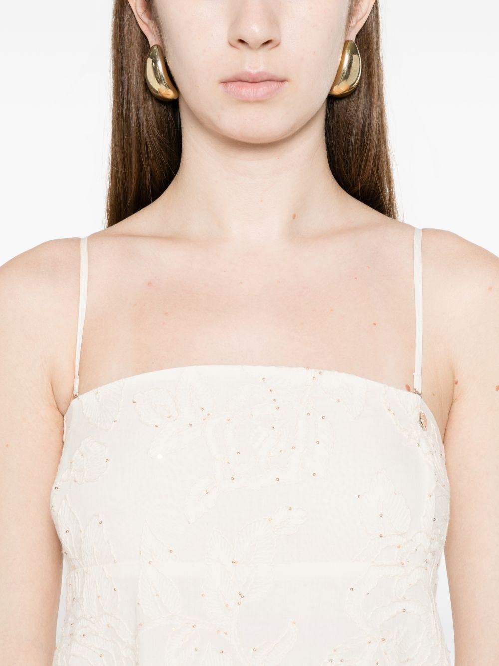 LIUJO Abito lungo in san gallo con taglio imperiale 