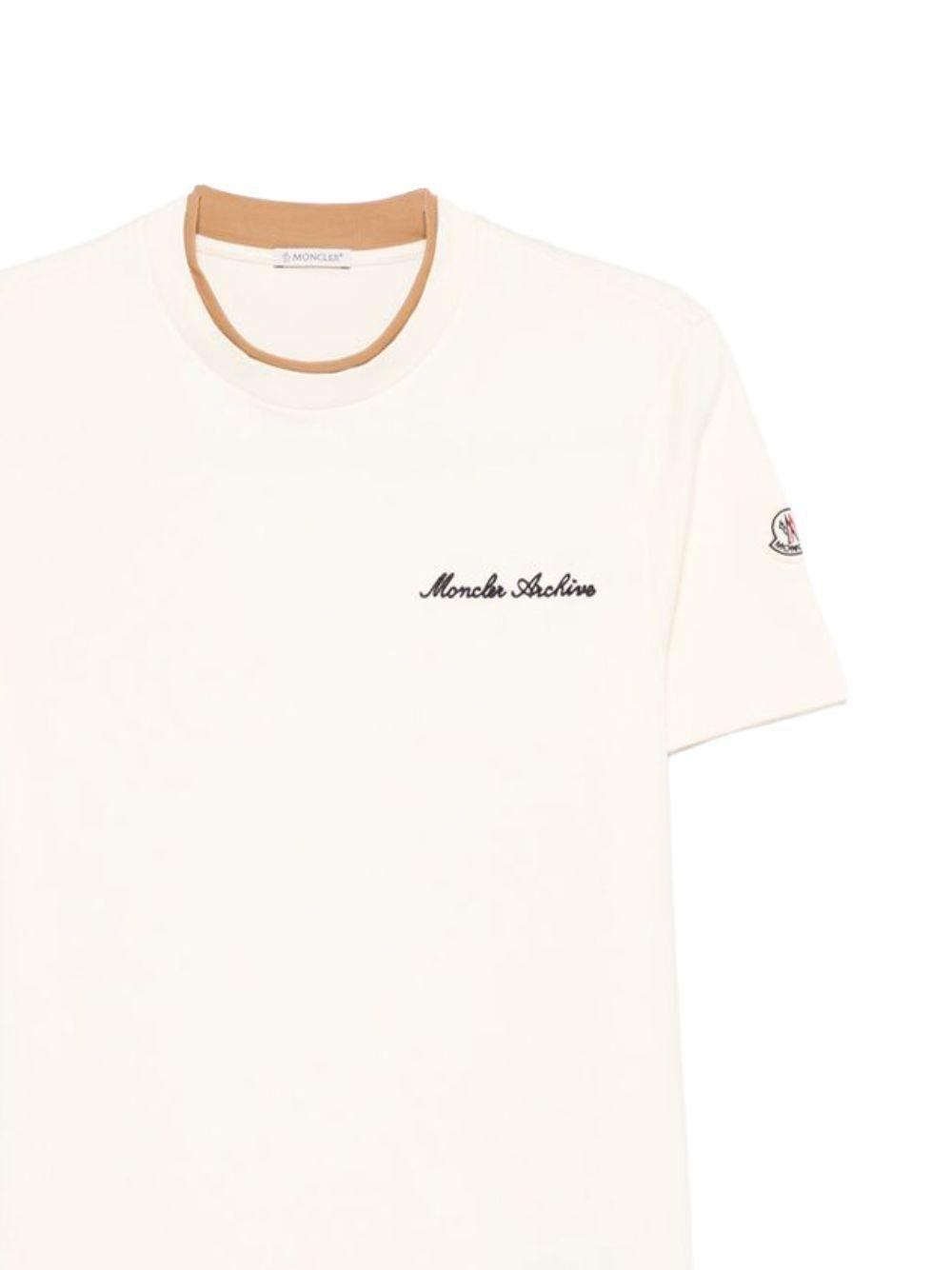 MONCLER T-shirt in cotone avorio 