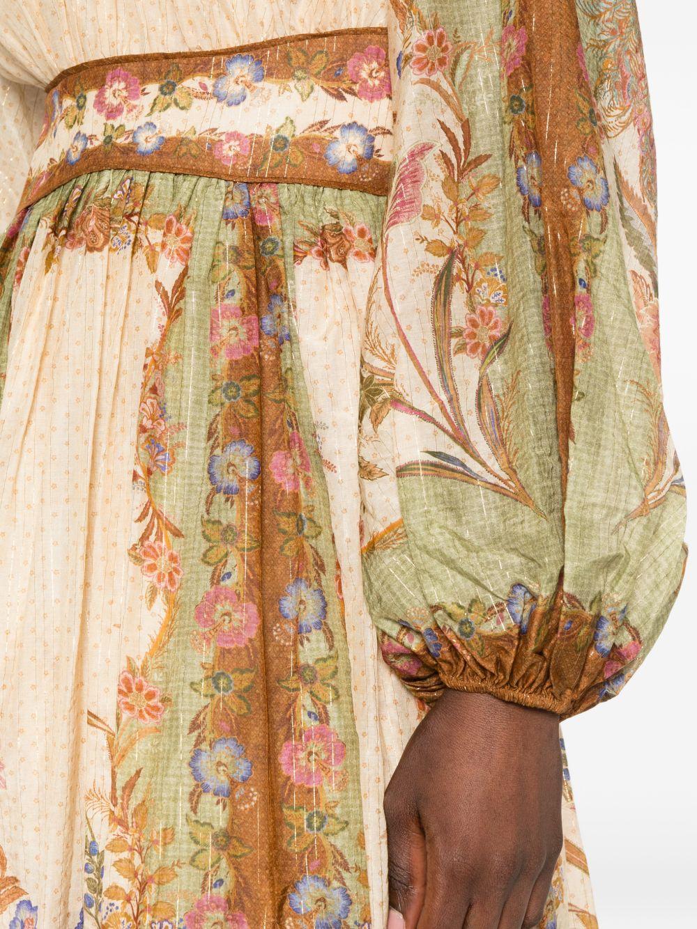 ZIMMERMANN Abito lungo Indra in cotone e seta con stampa floreale 