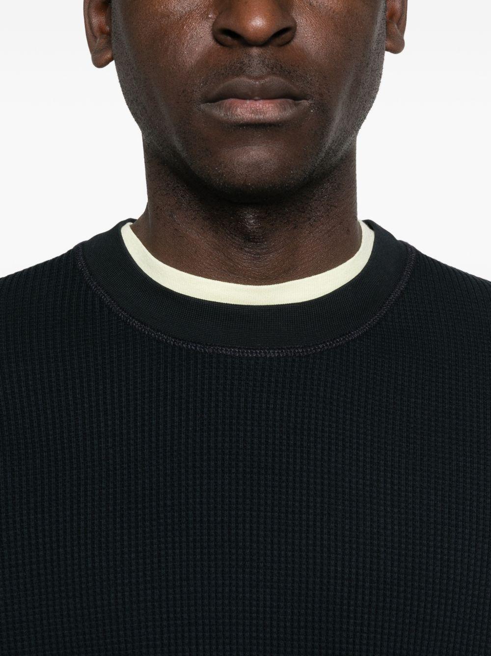 STONE ISLAND Felpa blu notte con applicazione logo 