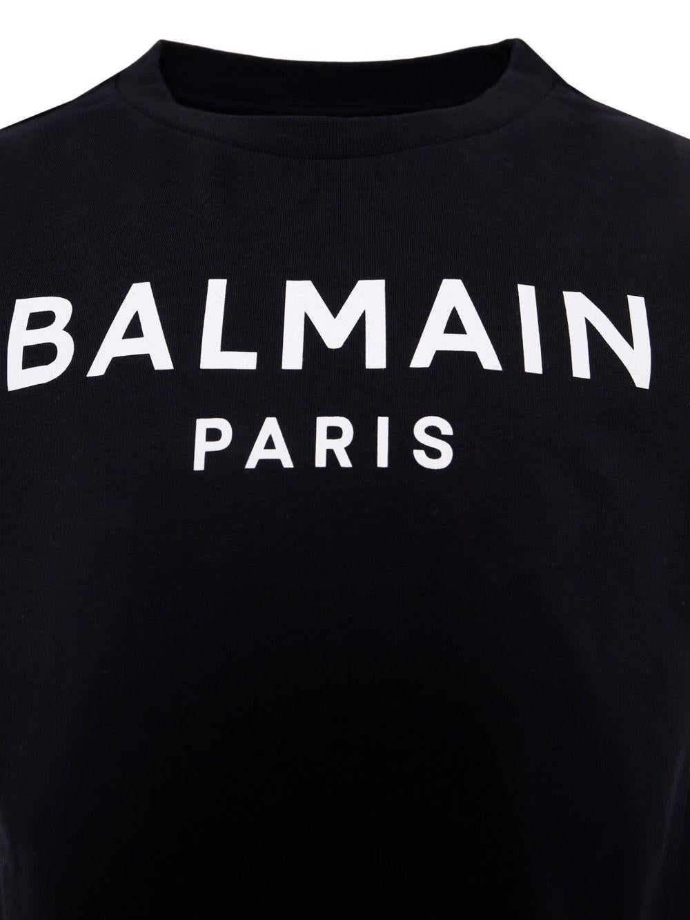 BALMAIN T-shirt da bambino in cotone nero 