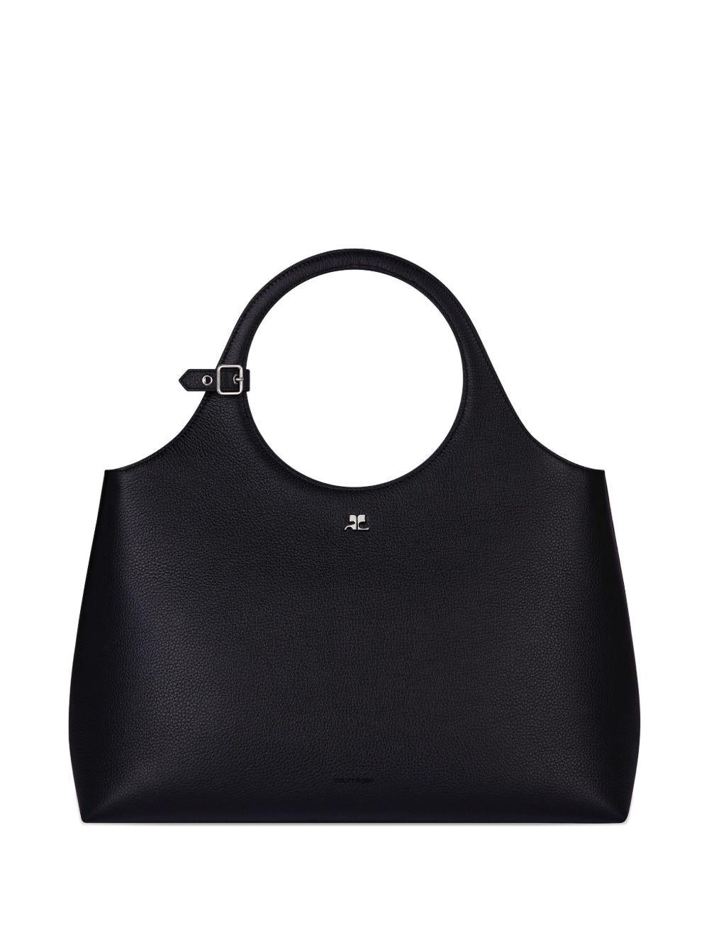 COURREGES Borsa shopping nera con logo 