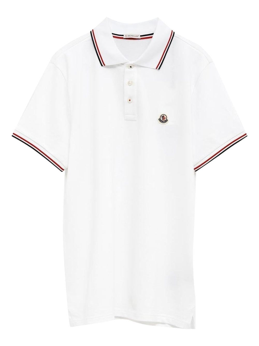 MONCLER Polo in cotone bianco 