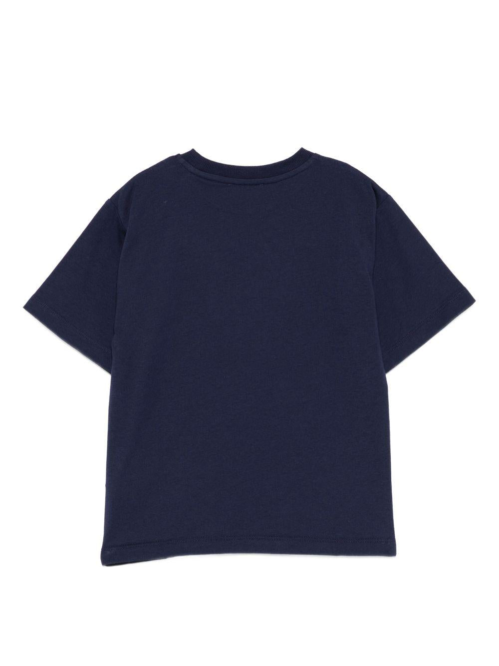 MOSCHINO T-shirt in cotone blu con logo 