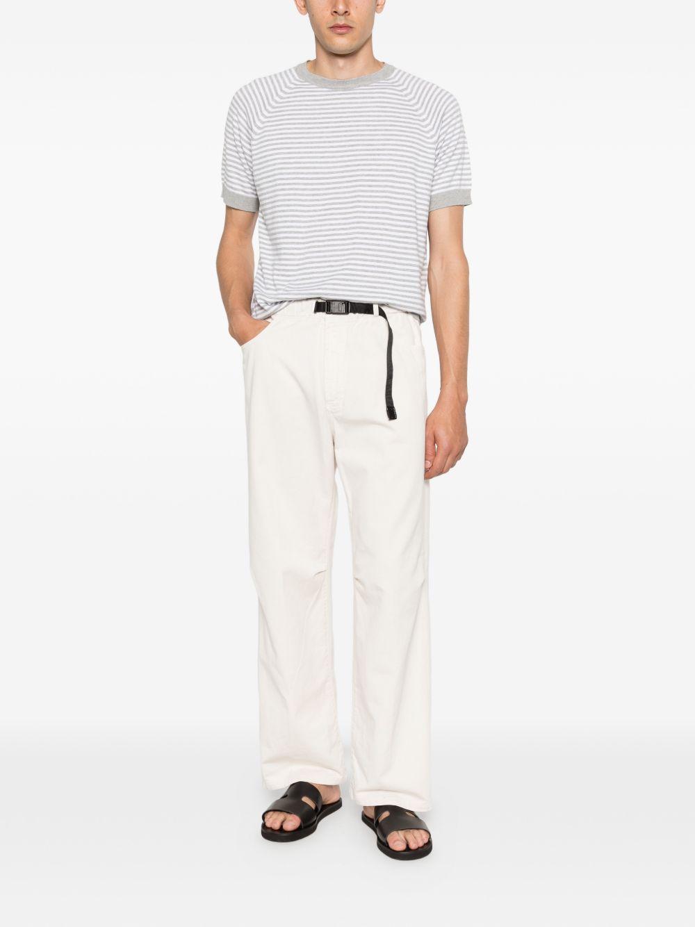 WHITE SAND Pantaloni in cotone bianco con cintura nera 