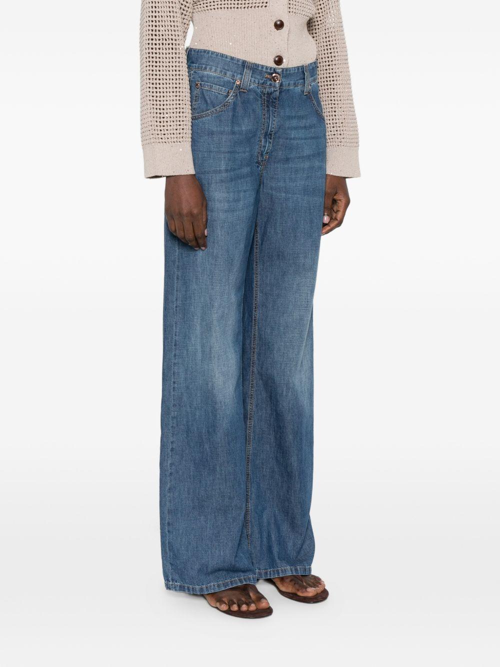 BRUNELLO CUCINELLI Jeans a gamba larga in denim blu 