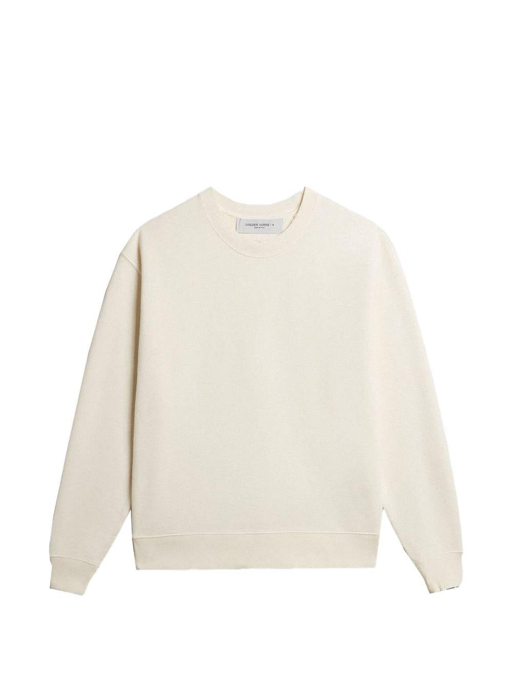 GOLDEN GOOSE Felpa in cotone bianco girocollo 