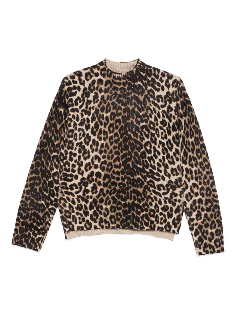 SEVENTY Maglia con stampa leopardata in lana 