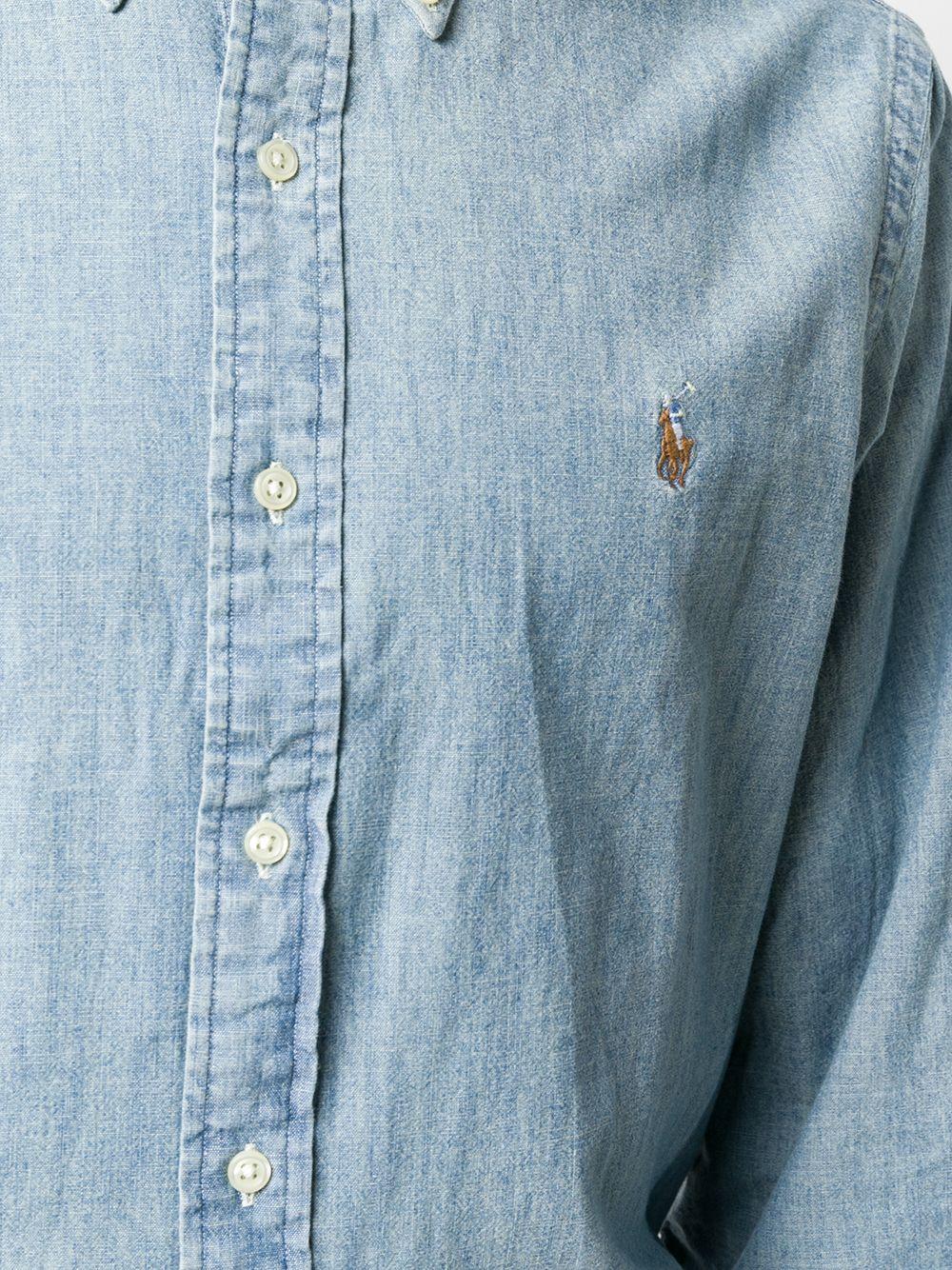 POLO RALPH LAUREN Camicia in denim con cavallino 