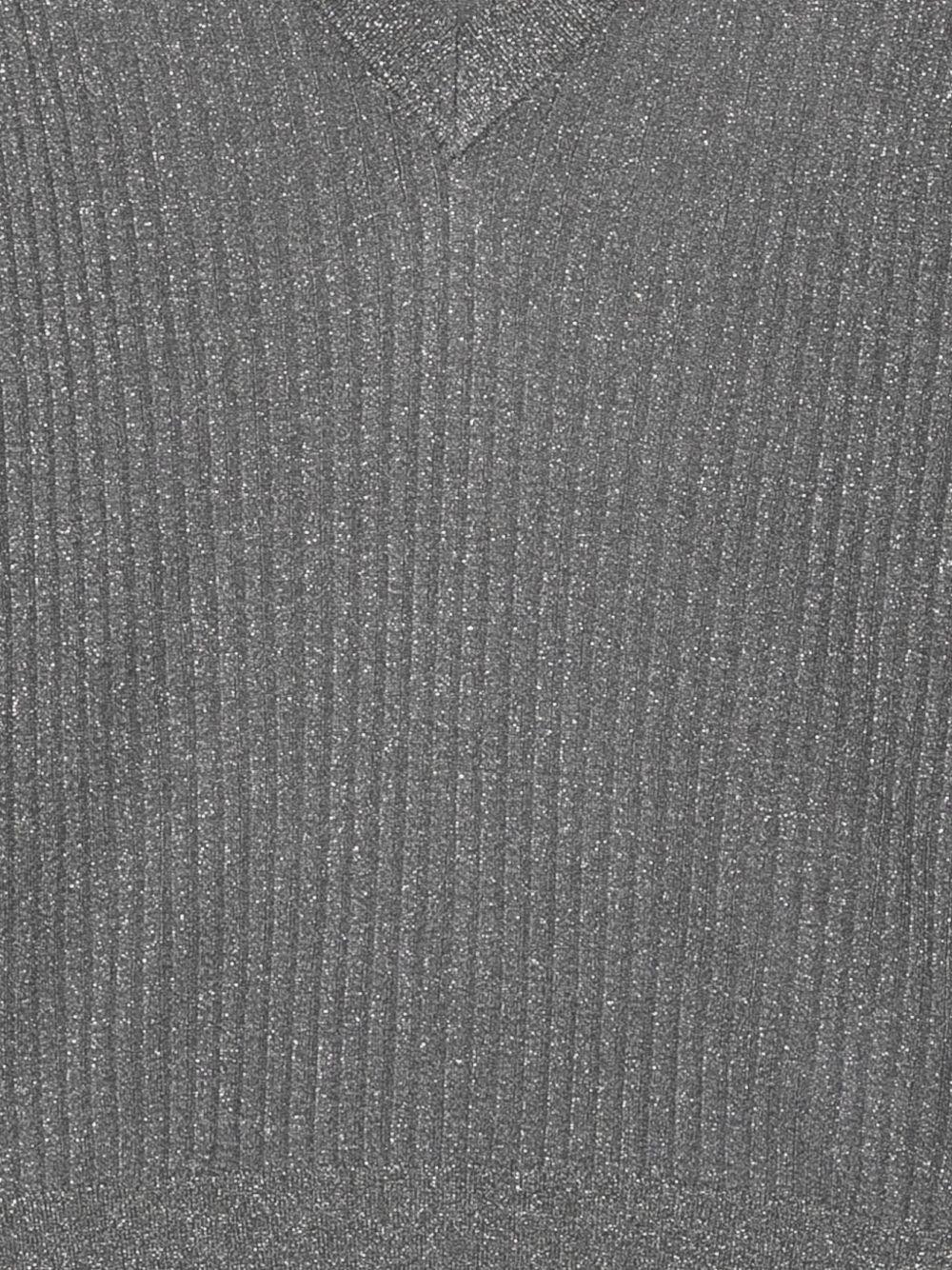 LIUJO Maglia grigia scollo a V e strass 