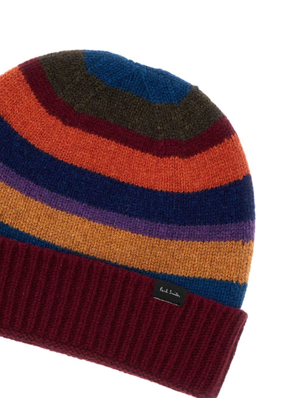 PAUL SMITH Berretto in lana multicolore a strisce 