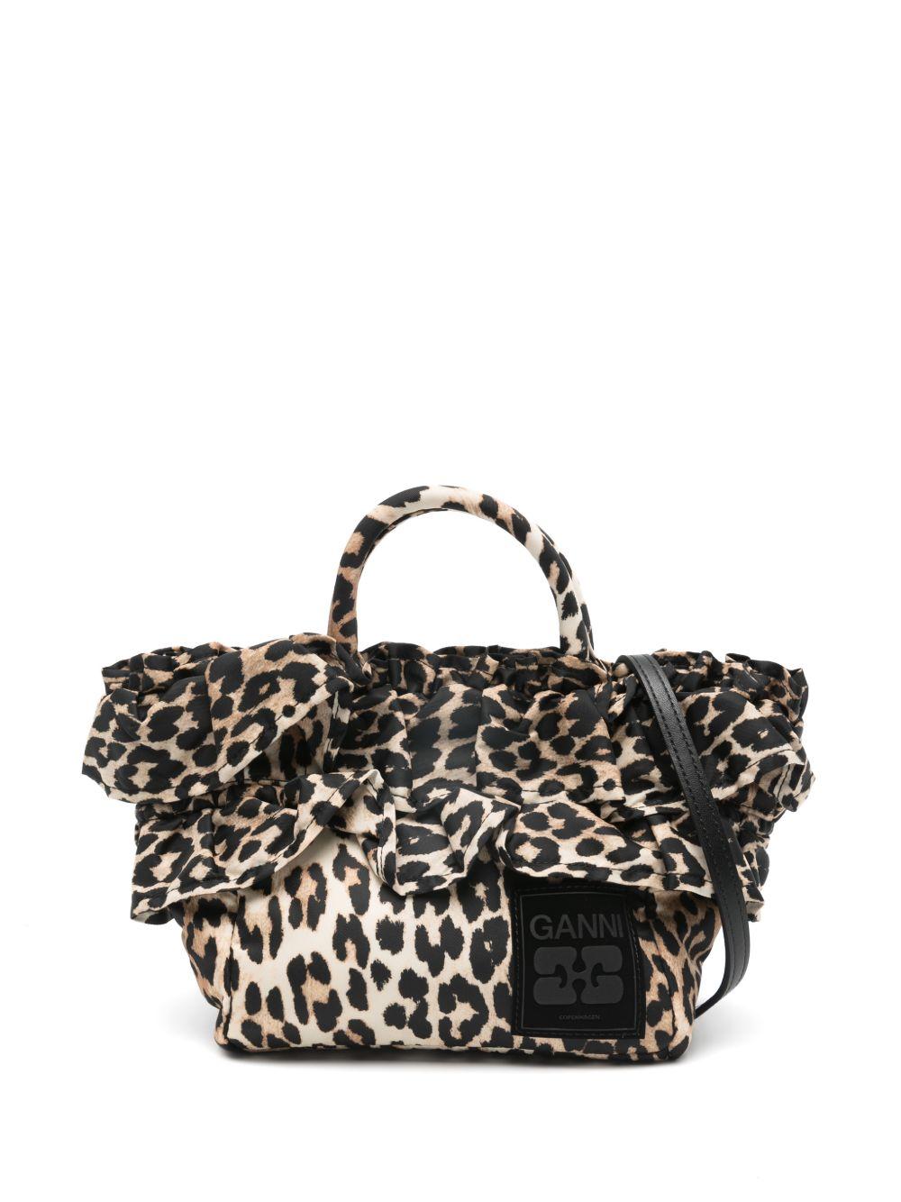 GANNI Borsa a mano con stampa leopardata 