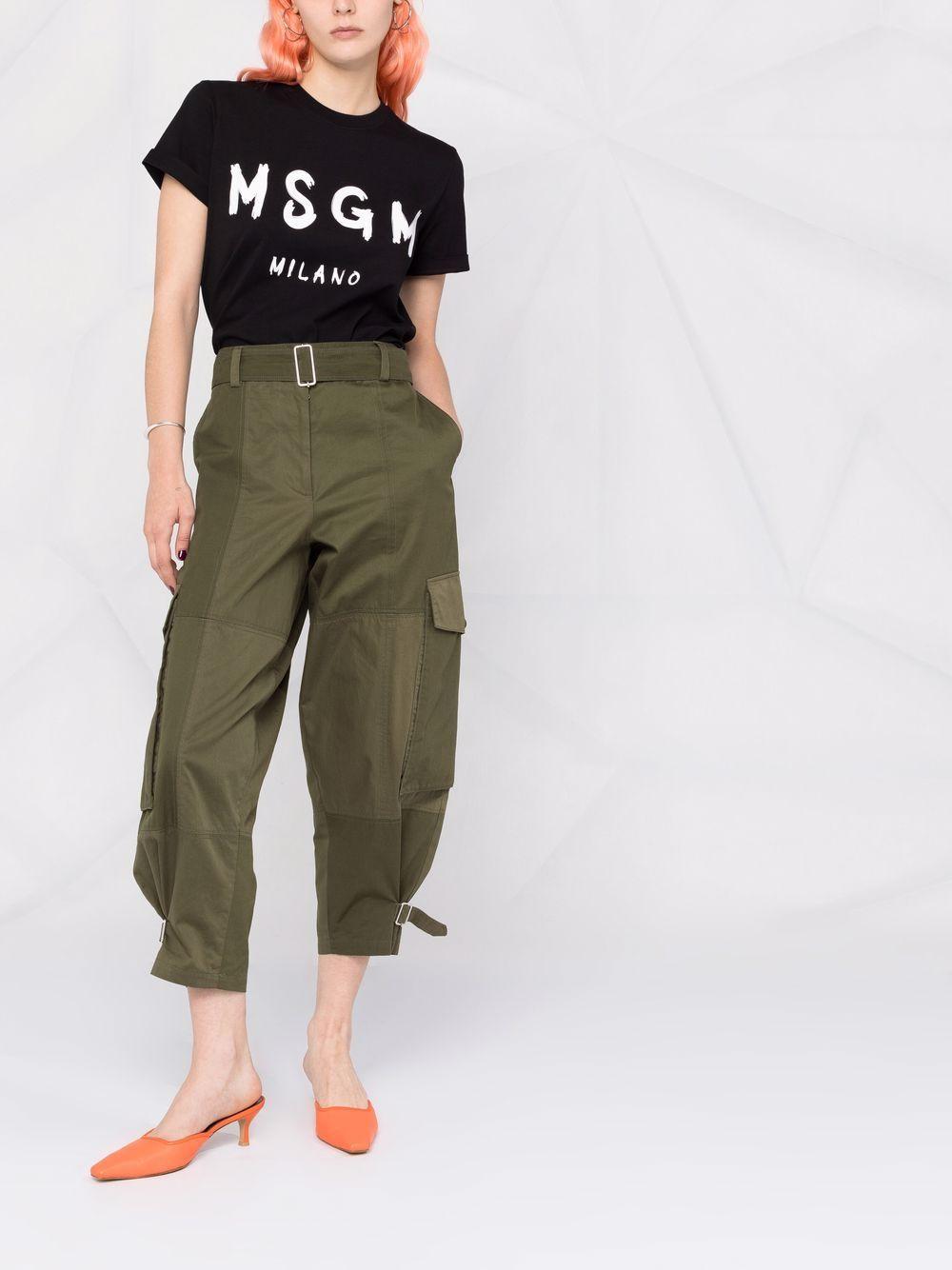 MSGM T-shirt girocollo in cotone nero con logo 