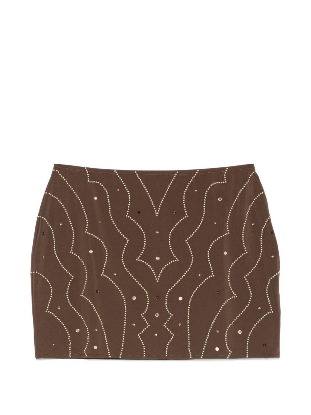 VENUJA Minigonna con dettagli western in microfibra marrone 