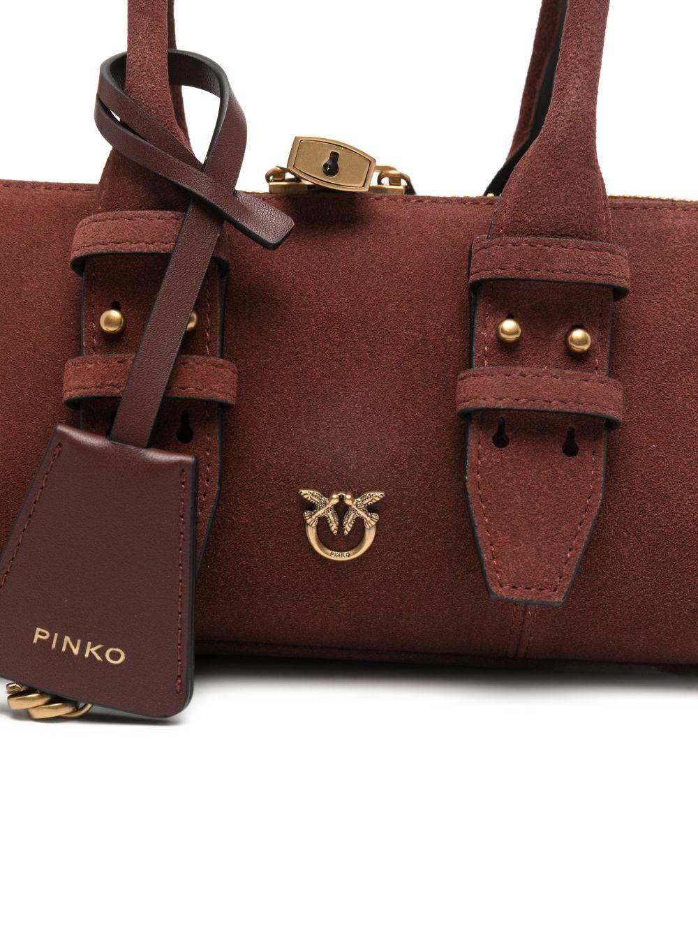 PINKO Borsa a mano Bowling bag in pelle scamosciata bordeaux 