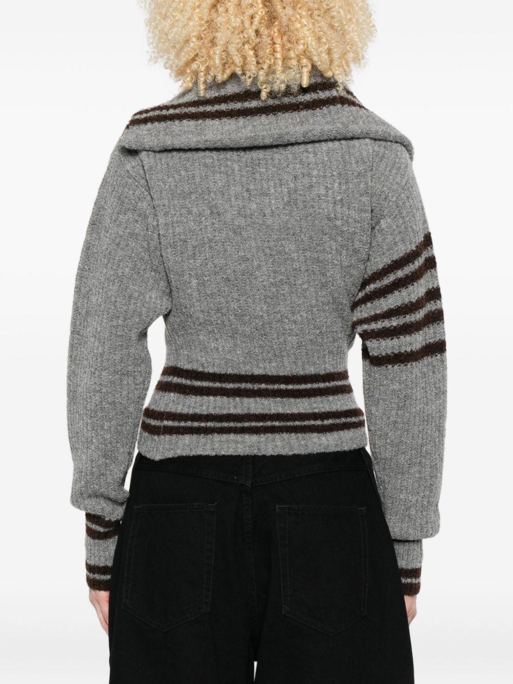 THE ATTICO Cardigan a righe con chiusura asimmetrica 