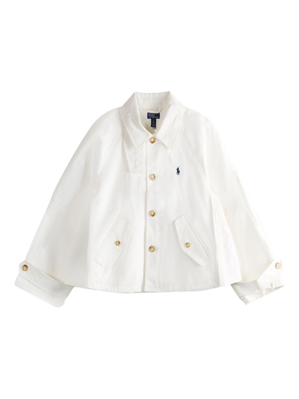 POLO RALPH LAUREN Giacca trench con logo in cotone bianco 