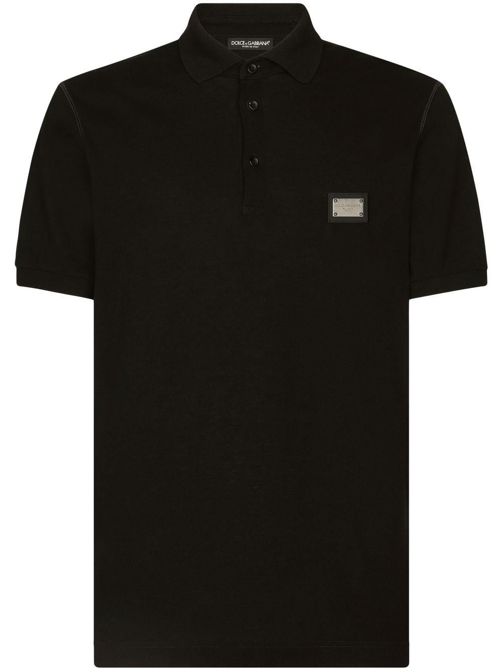 DOLCE e GABBANA Polo in cotone nera con logo 