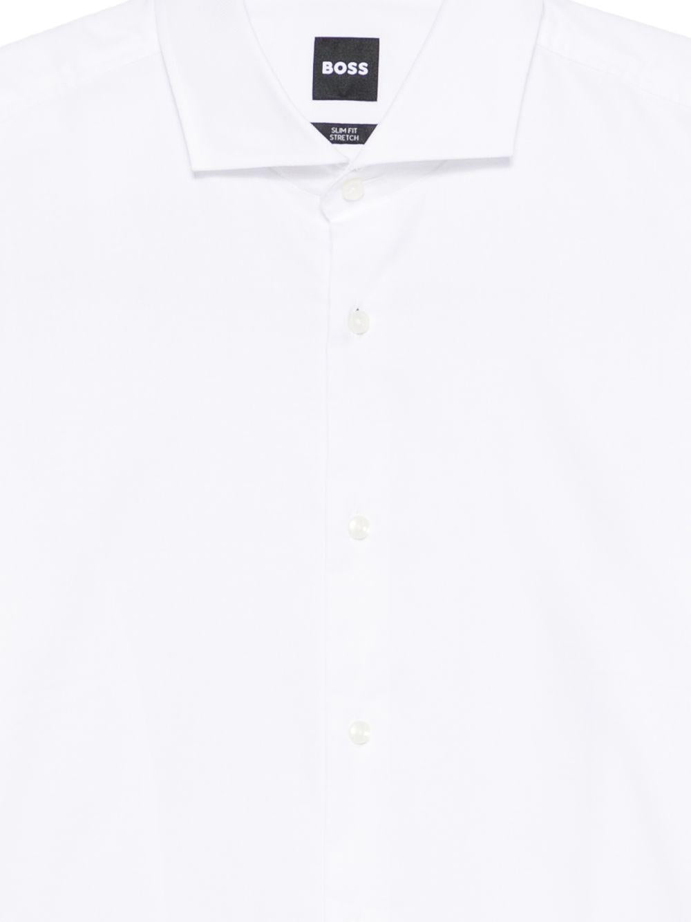 BOSS Camicia H Hank in cotone elasticizzato bianco 