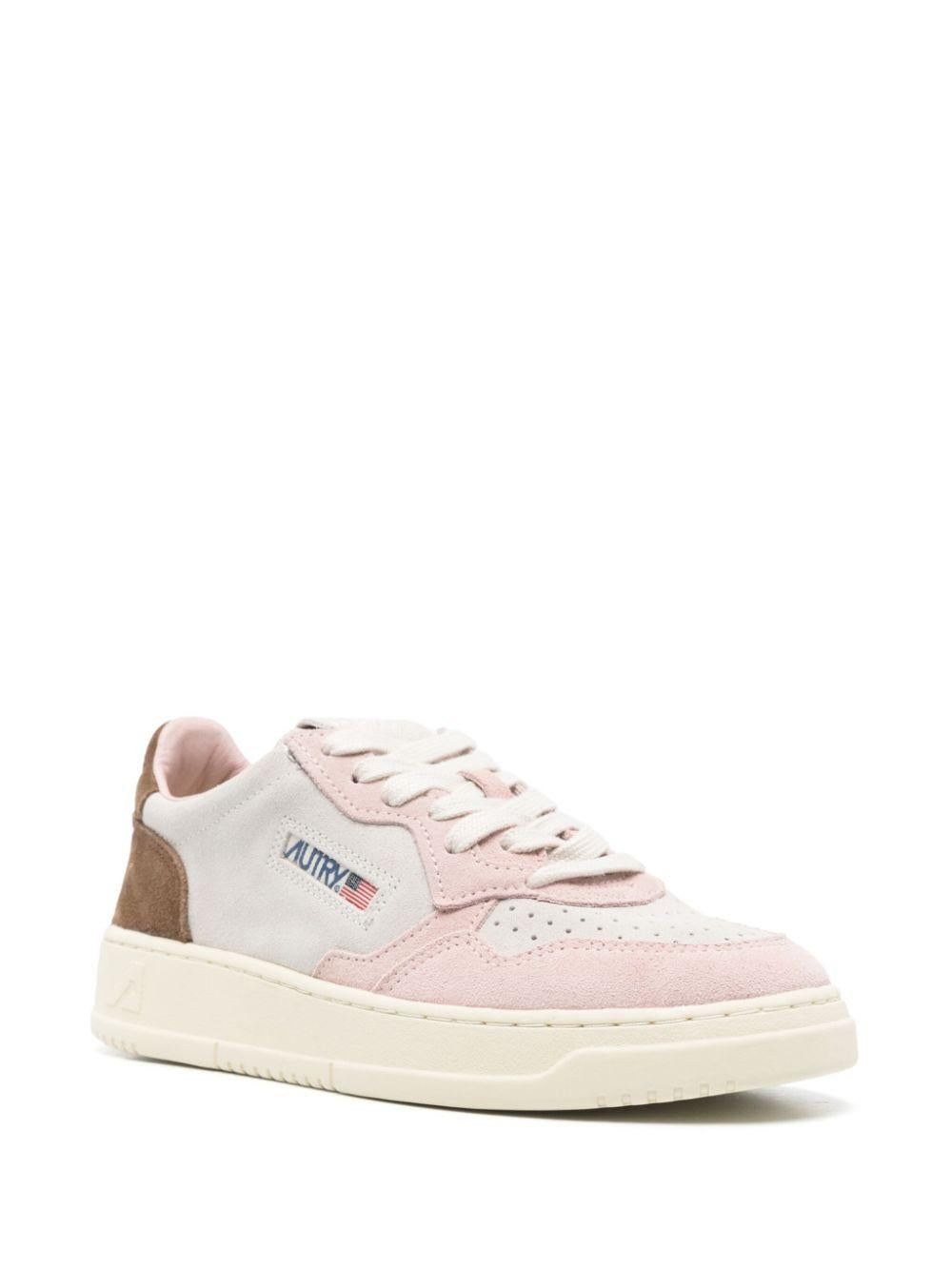 AUTRY Sneakers Medalist rosa e marrone con camoscio 