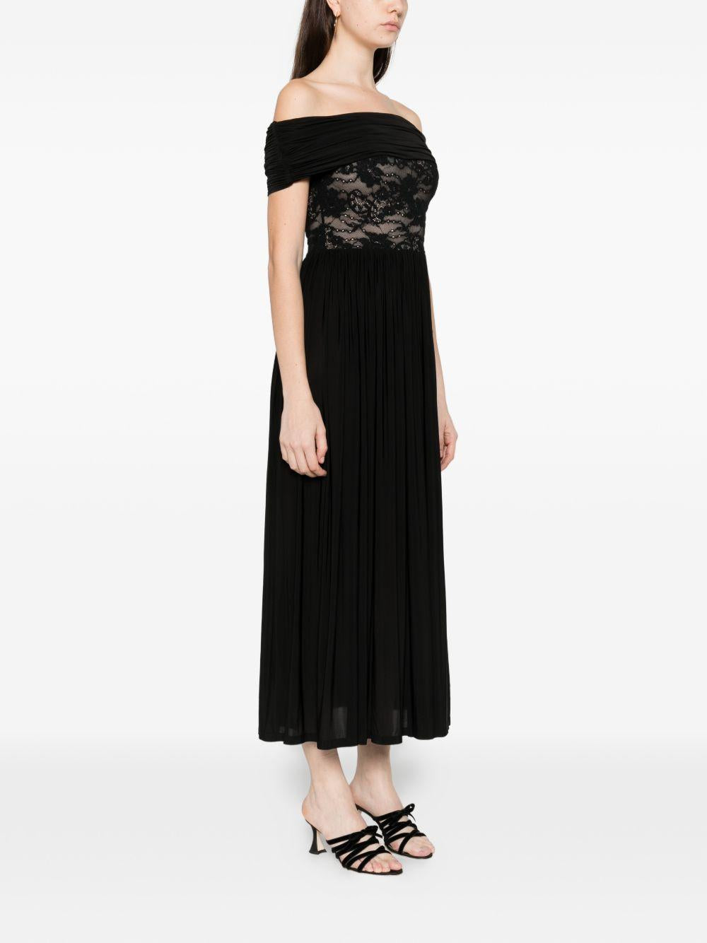ZIMMERMANN Abito lungo nero con scollo bardot 
