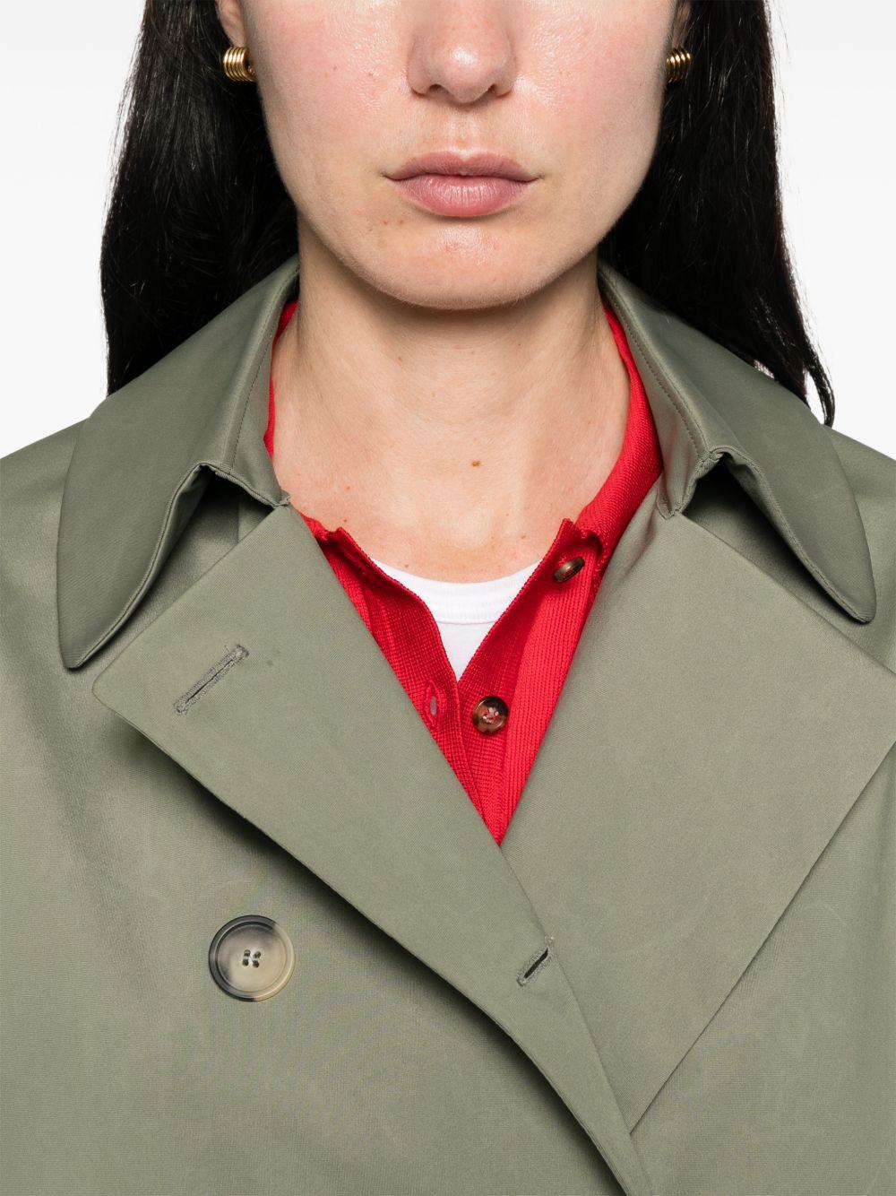 HARRIS WHARF LONDON Trench corto doppiopetto in tessuto leggero in verde caccia 