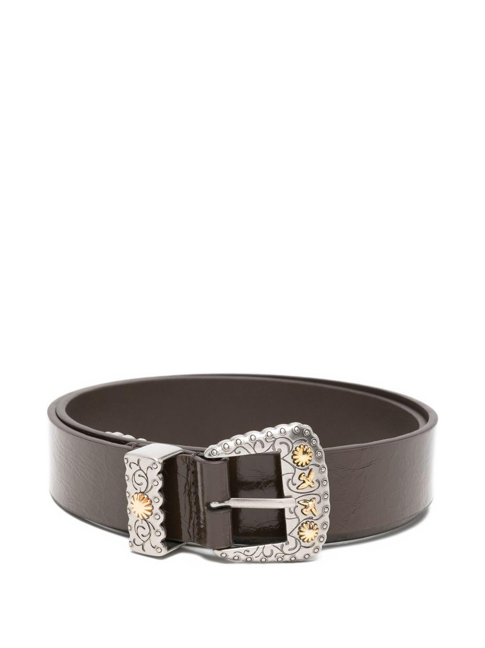 PINKO Cintura Trittico in pelle marrone 