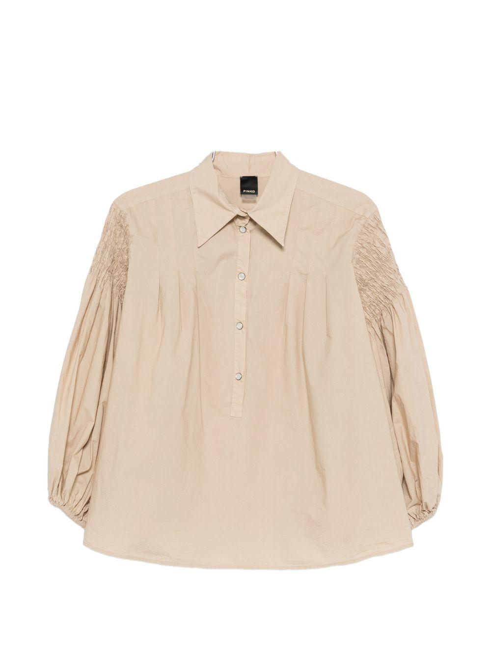 PINKO Camicia beige Bouquet con chiusura a bottoni 