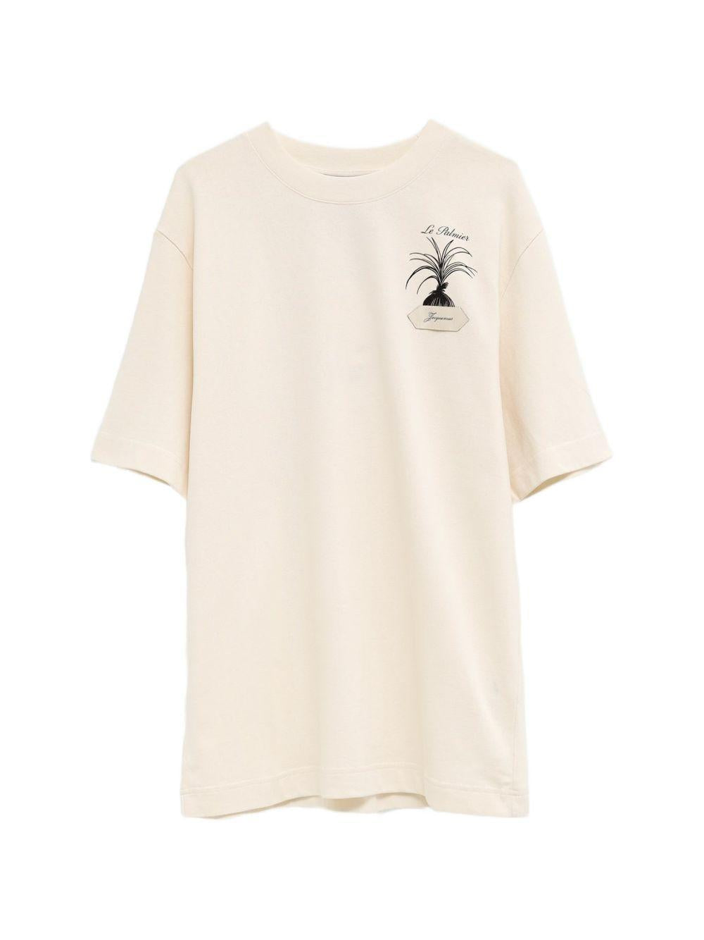 JACQUEMUS T-shirt nera in cotone con stampa Palmier 