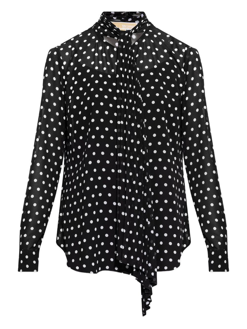 MICHAEL KORS Camicia nera a pois bianchi 