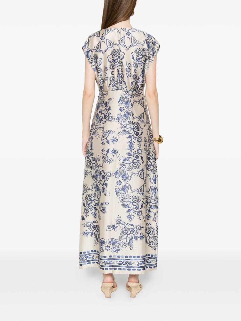 LIUJO Abito longuette blu con stampa grafica avvitato 