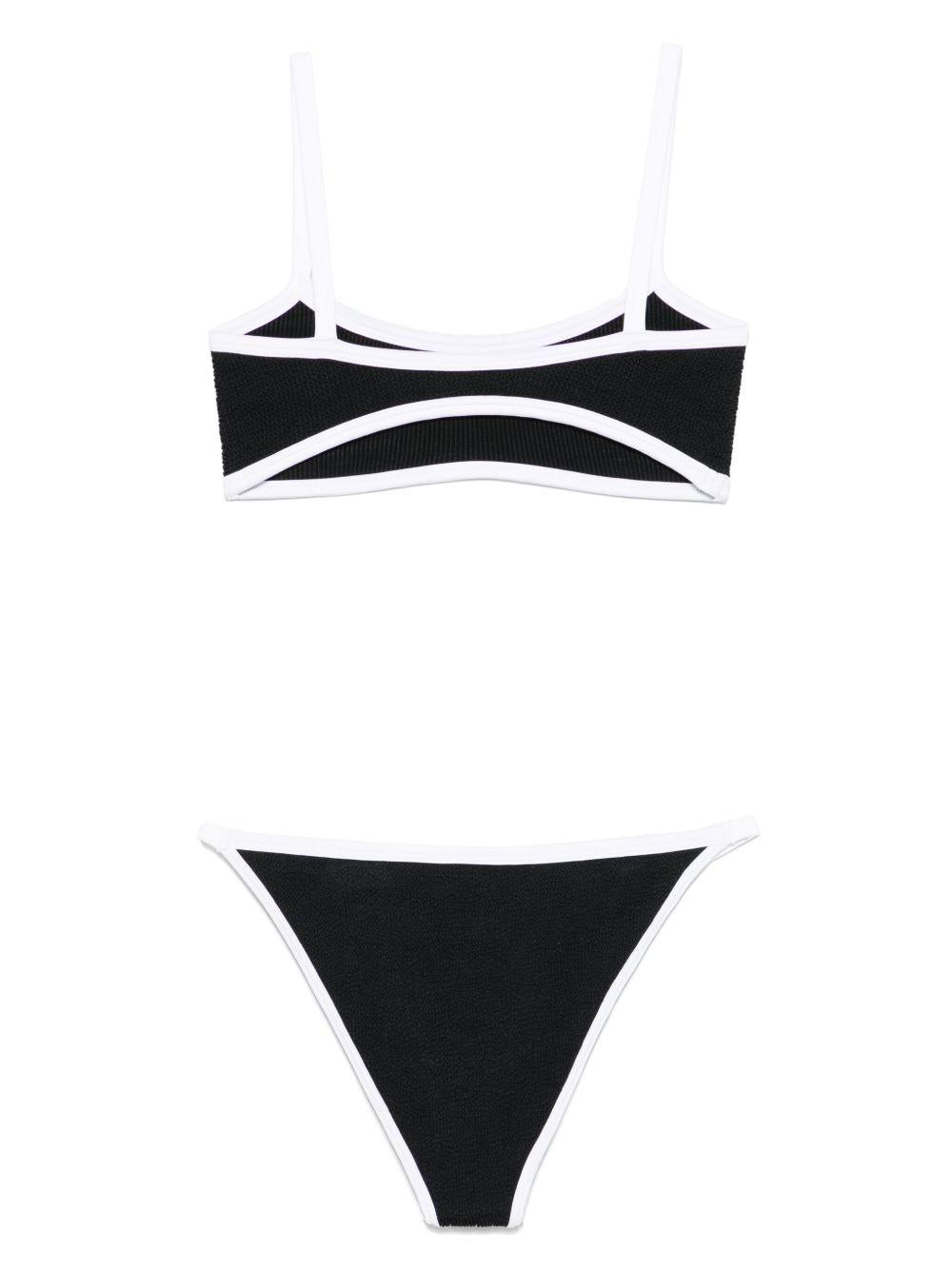 HUNZA G Bikini nero Tyler con rifiniture bianche 