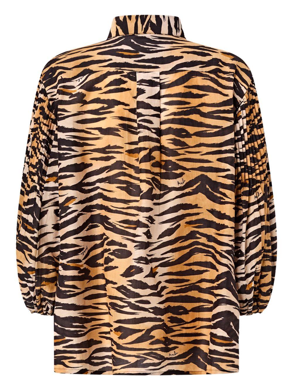 PINKO Blusa Darcey in cotone e seta con stampa tigre 