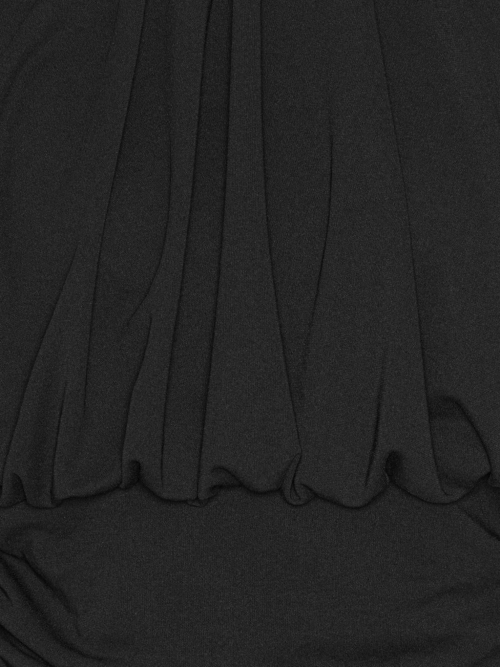 ROTATE Top nero con collo alto e ruches 