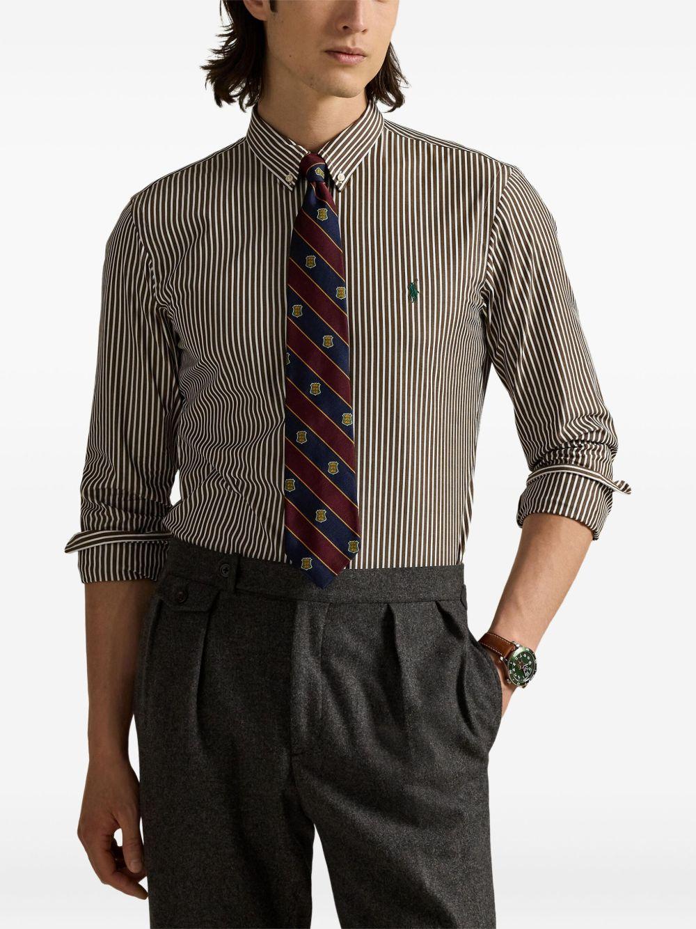 POLO RALPH LAUREN Camicia a righe in cotone marrone e bianco 