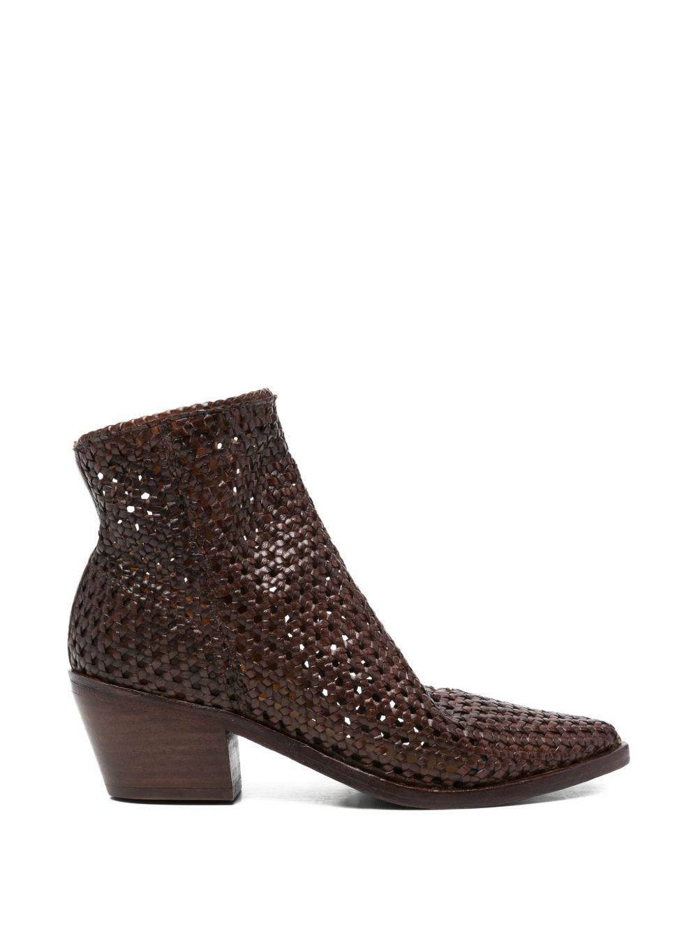 ZOLFO Stivaletti Melody in pelle intrecciata marsala 