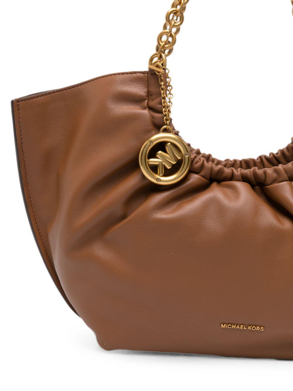 MICHAEL KORS Borsa hobo in pelle marrone con charm MK 