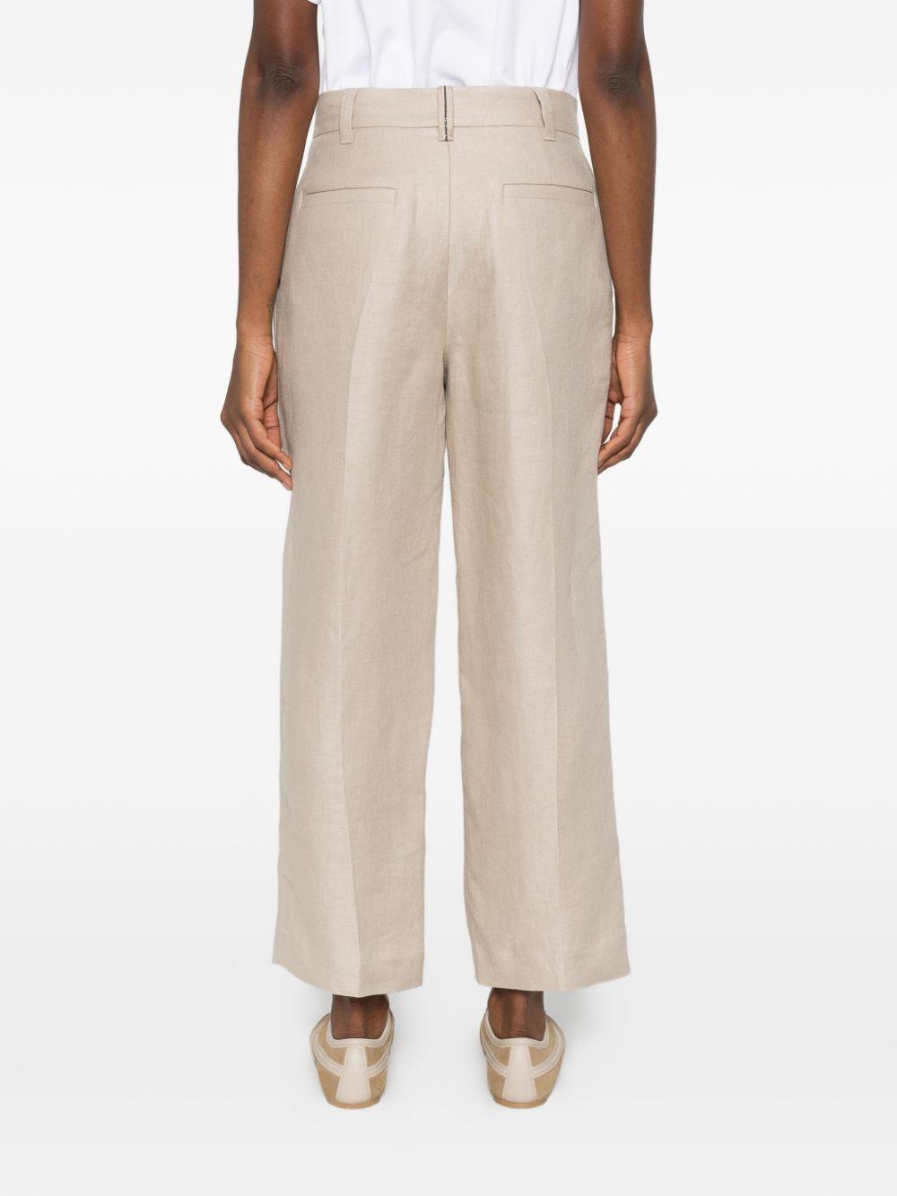 BRUNELLO CUCINELLI Pantaloni beige chiaro in lino con pieghe frontali 