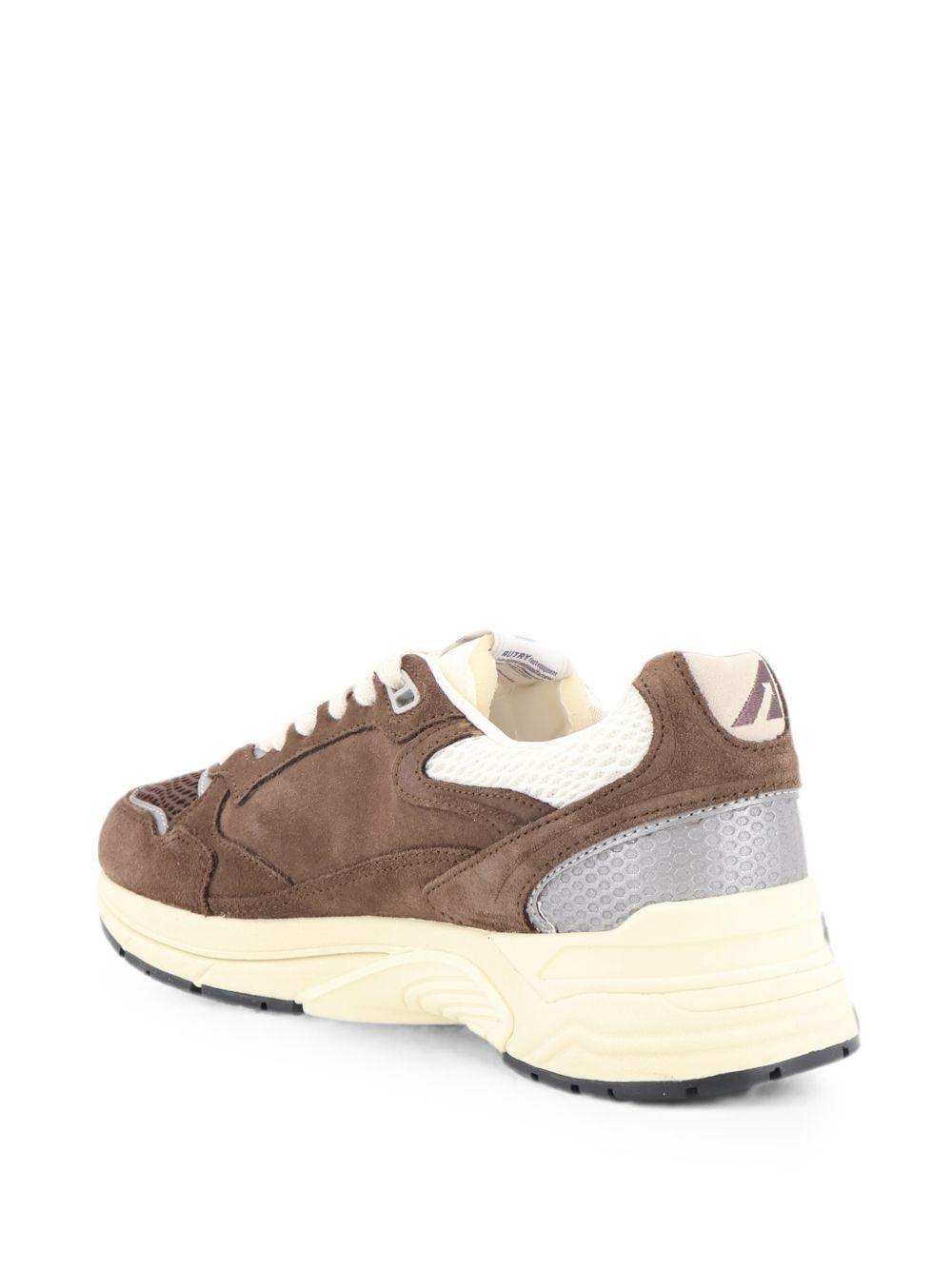 AUTRY Sneakers Hyperway in mesh e suede marrone e argento 