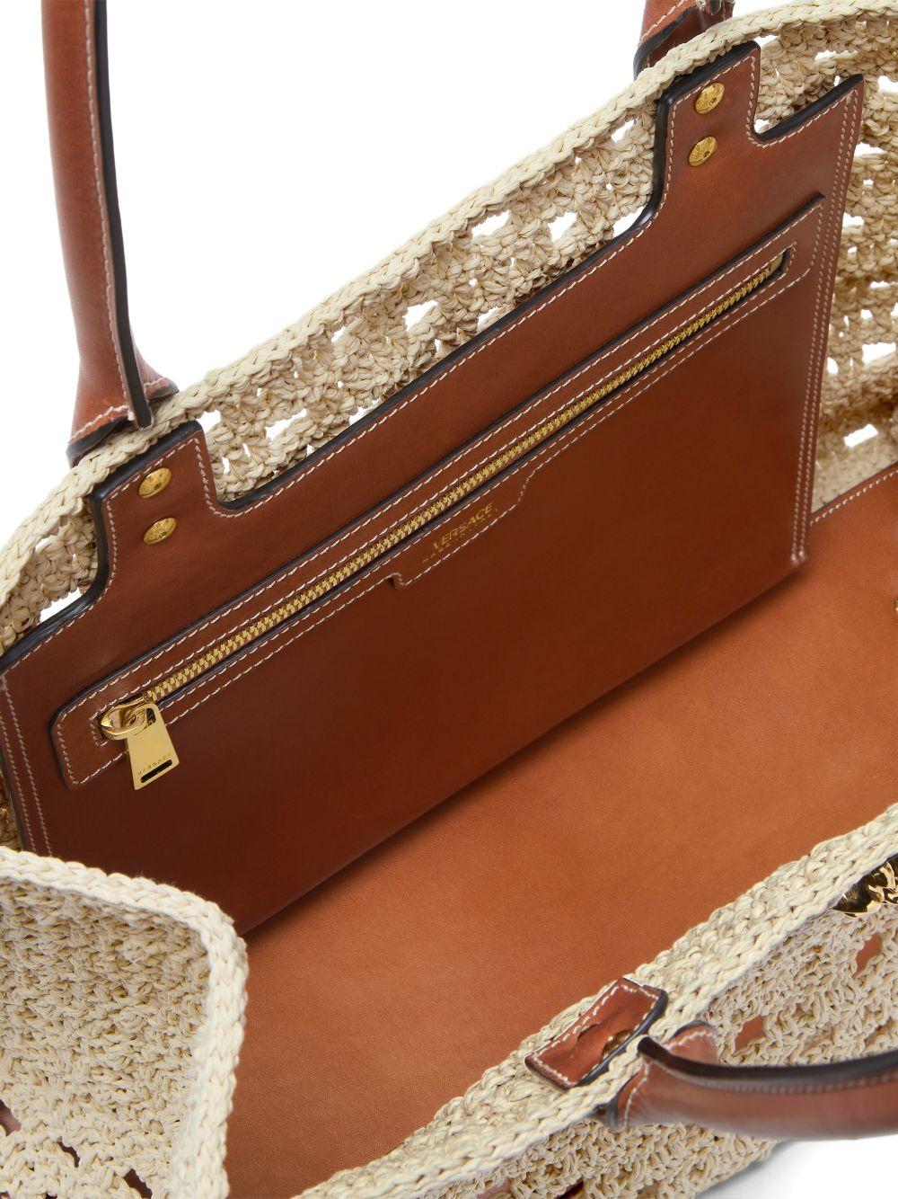 VERSACE Borsa a mano beige con manico superiore 